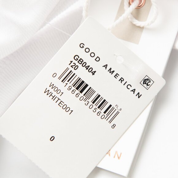 Good American Bodysuit Short Sleeve Ribbed Crew Neck Open Back White Size 0 XS - Picture 5 of 9